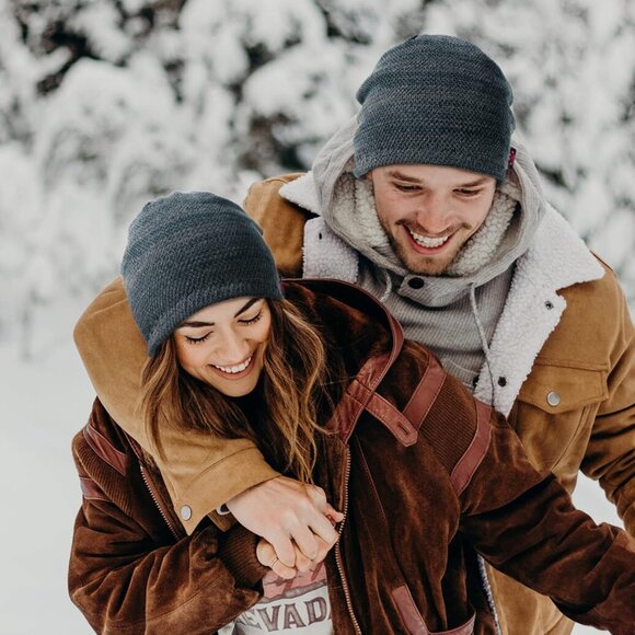 Men Mixed Black Lvaiz Fleece Lined Beanie Hat Windproof Winter Unisex - Picture 6 of 6